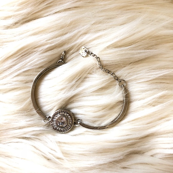 Silver Adjustable Cuff Crystal Center Bracelet - Picture 3 of 5